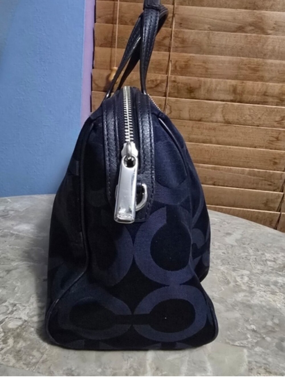 Coach Navy Taylor Op Blue Sateen Satchel - Picture 9 of 9